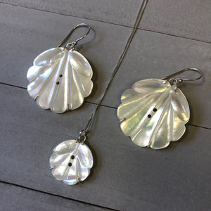 Shell Button Earrings and Pendant