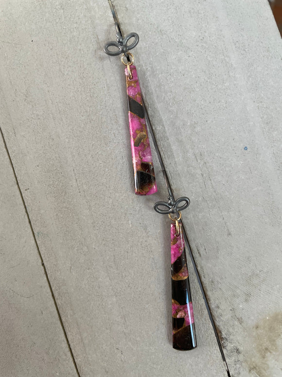 Copper Turquoise Bee Dangle (pink)
